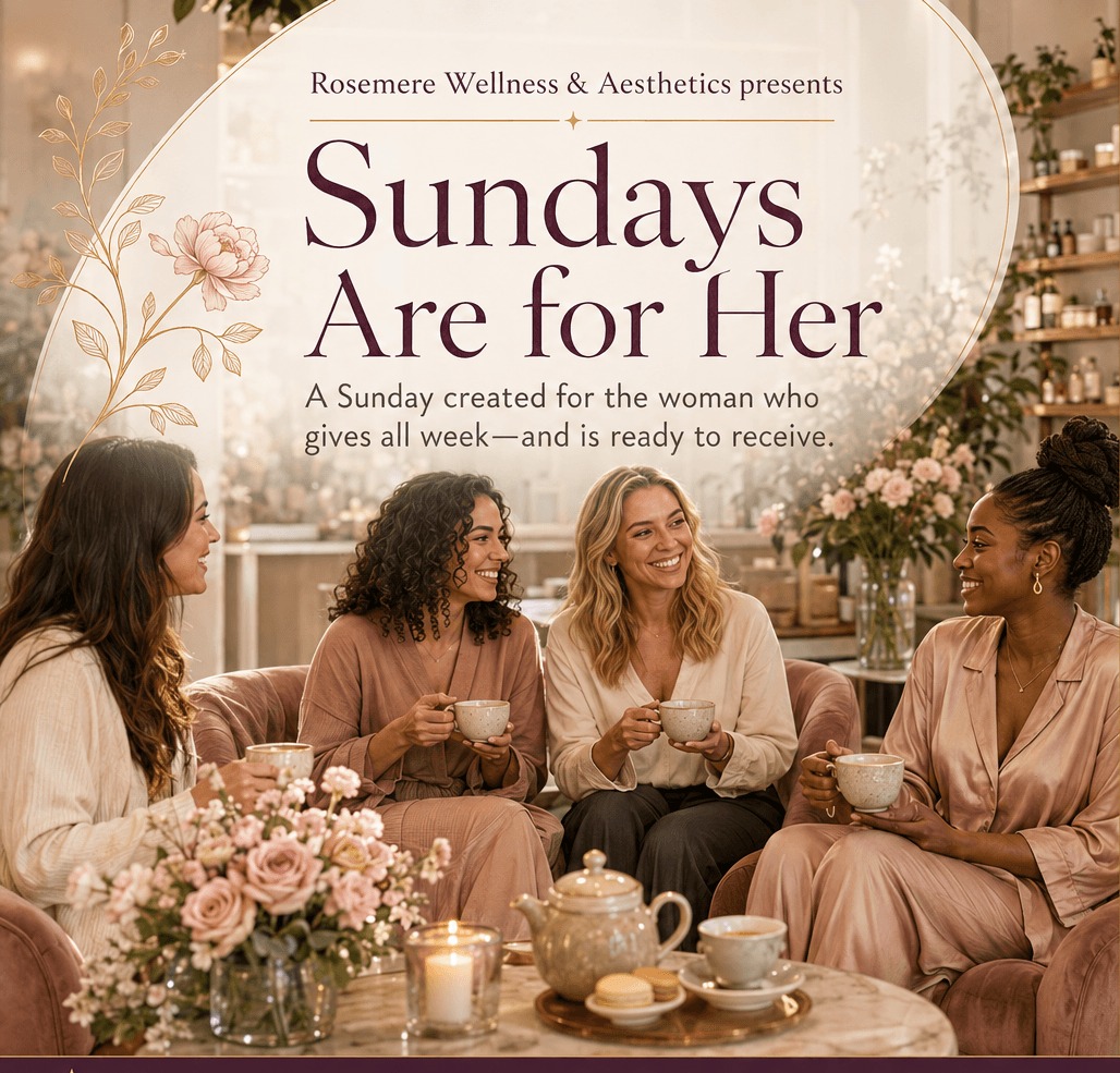 Sundays Are for Her campaign photo, women gathered over tea