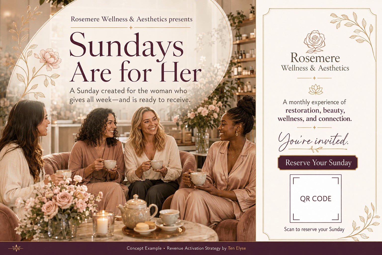 Rosemere Wellness & Aesthetics Sundays Are for Her invitation, full piece